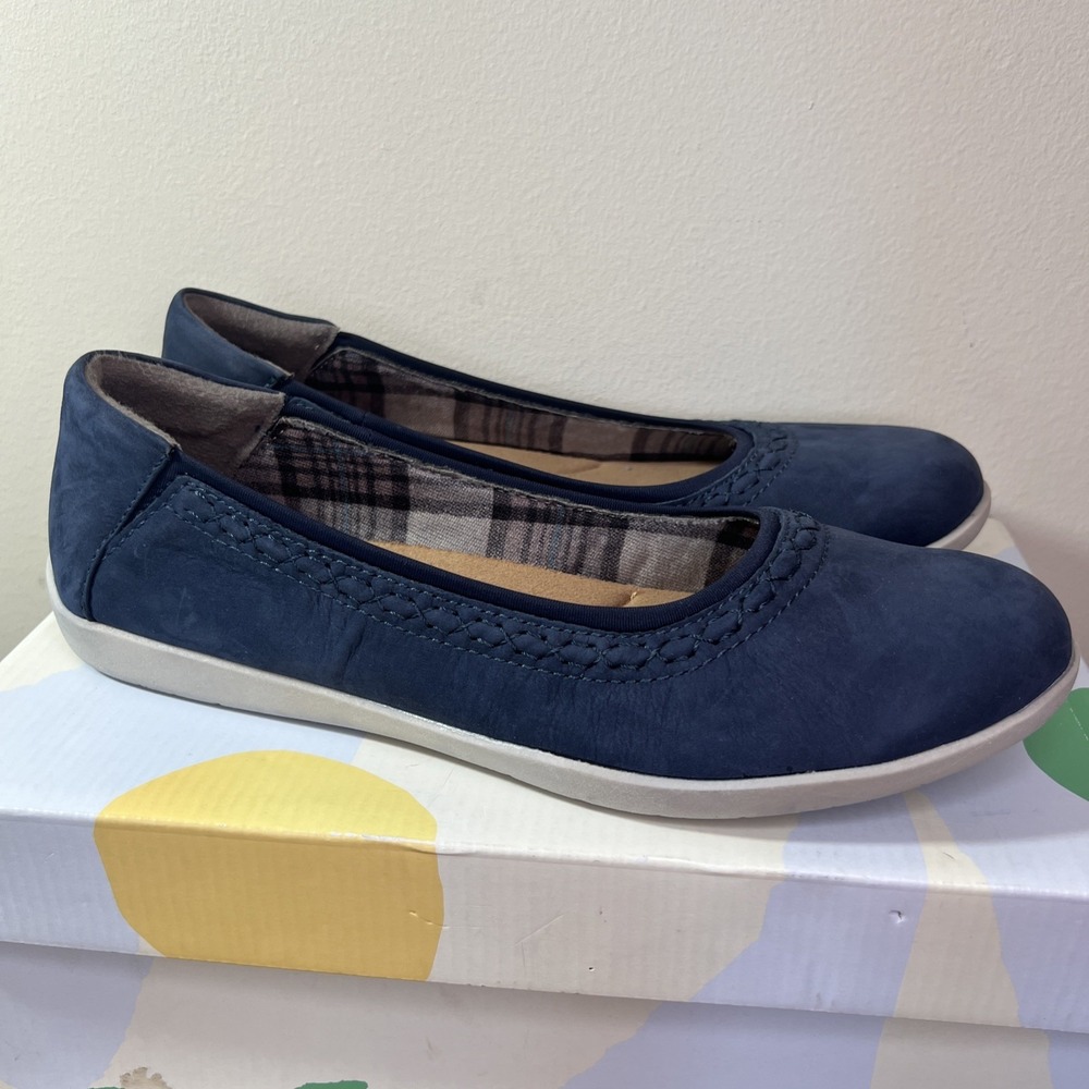Earth Origins Fable Ballet Flats‎ Women's 11 Blueberry Nubuck Comfort Shoes NIB